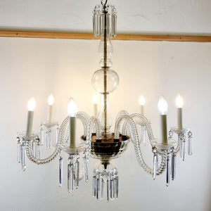 Large Antique Seven Branch Murano Glass Chandelier.
