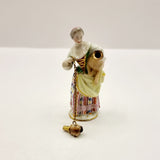 Antique 19th Century Meissen Scent Bottle of Lady Holding a Dog or Pug