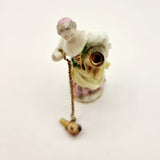 Antique 19th Century Meissen Scent Bottle of Lady Holding a Dog or Pug
