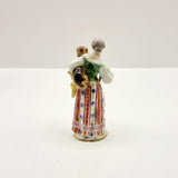 Antique 19th Century Meissen Scent Bottle of Lady Holding a Dog or Pug