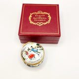 Bilston and battersea enamels, Halcyon Days' 1977 Christmas Box. Enamel Pillbox.