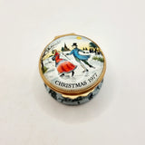 Bilston and battersea enamels, Halcyon Days' 1977 Christmas Box. Enamel Pillbox.