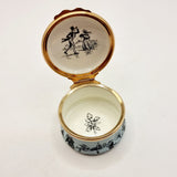 Bilston and battersea enamels, Halcyon Days' 1977 Christmas Box. Enamel Pillbox.