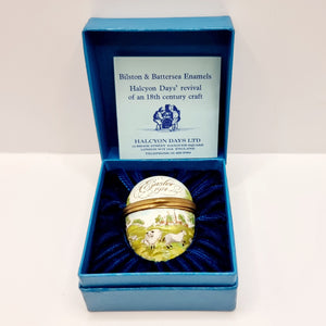Bilston and battersea enamels, Halcyon Days' 1974 Easter egg. Enamel Egg.