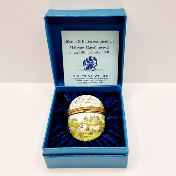Bilston and battersea enamels, Halcyon Days' 1974 Easter egg. Enamel Egg.