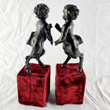 Antique Bronze Pair of Child Fawns French 19th Century