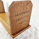 Arts and Crafts Oak Bookends Manners Makyth Man, The Trusty Servant