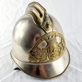 Antique Sapeurs Pompiers French Firefighter Helmet Brass and Nickel Plated.