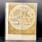 Vintage Black and White Photograph of the Moon with Apollo 11 and 12 Landing spots