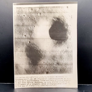 Vintage Luna Orbiter 3 Black and White Photograph of the Moon