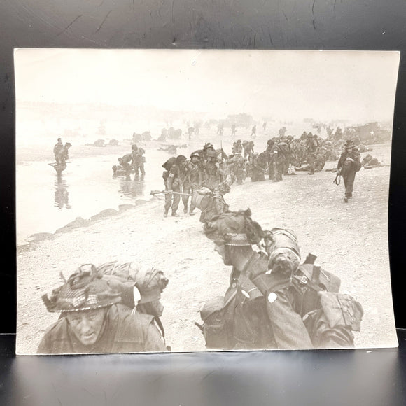 WWII Vintage Photograph of the Normandy Invasion of Allied Forces.