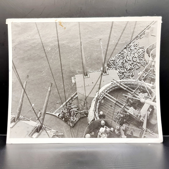 WWII Vintage Photograph of USS Nevada after Blasting the French Coast