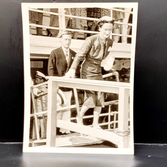 Vintage Royal Photograph of The Duke and Dutchess of Windsor Departing Their Vessel