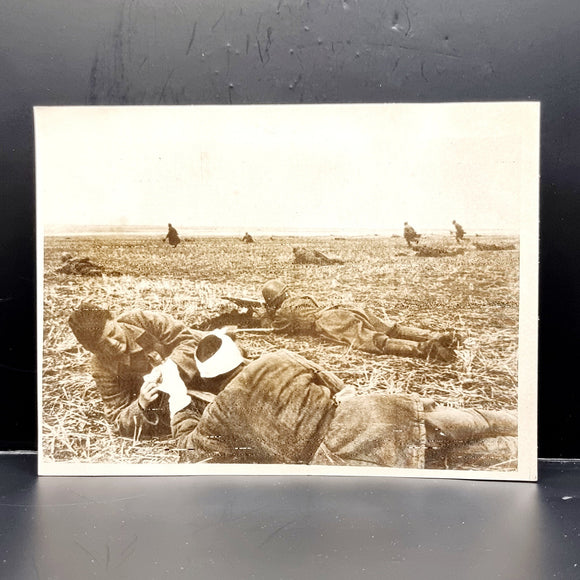 WWII Vintage Photograph of Heroic Nurse Tend to Wounded on Battlefield