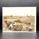 WWII Vintage Photograph of Heroic Nurse Tend to Wounded on Battlefield