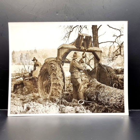 WWII Vintage Photograph of W.L.A. and New Zealand Lumberjacks Forestry Corps