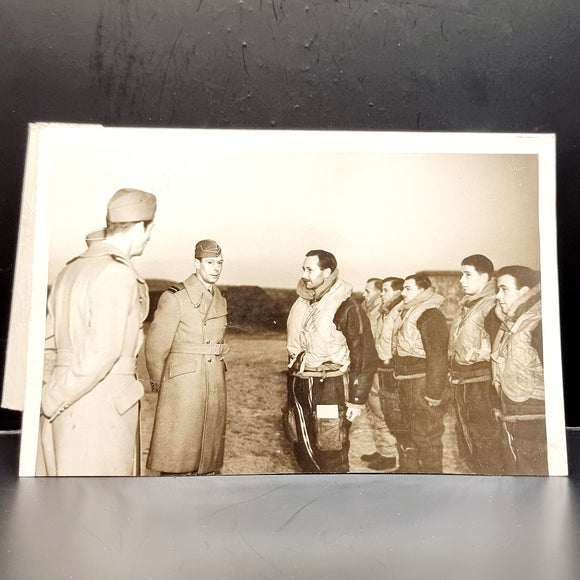 WWII Vintage Royal Photograph of King George with Night Fighter Pilots