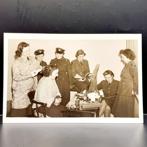 WWII Vintage Photograph of W.A.A.F's meeting at R.A.F Bomber Station
