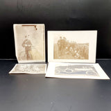 Four Vintage Photographs of Military Personnel with Bike and Car. One being a Postcard