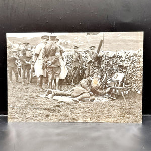 Vintage WWI Photograph of Troops Using Radio with Officers Meeting