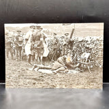 Vintage WWI Photograph of Troops Using Radio with Officers Meeting