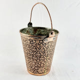 Antique Kashmiri Repousse Floral Design Copper Bucket