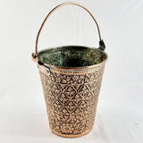 Antique Kashmiri Repousse Floral Design Copper Bucket