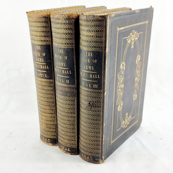 Three Volumes, Book of Gems, The Poets and Artists of Great Britain by S.C.Hall 1844