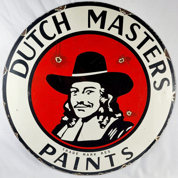 Rare and Unusual Vintage Dutch Masters Paints Double-sided Enamel Sign