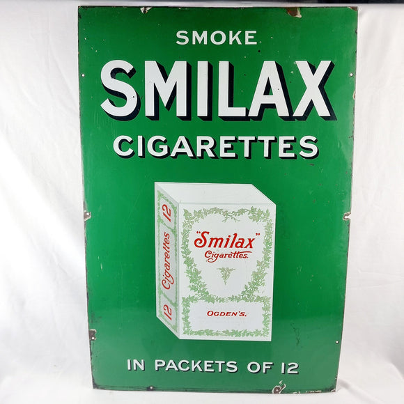 Vintage Advertising Smilax Cigarettes Enamel Sign