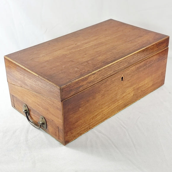 Antique 19th Century Mahogany and Satinwood Campaign Style Writing Slope
