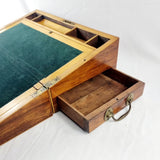 Antique 19th Century Mahogany and Satinwood Campaign Style Writing Slope