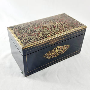 Antique 19th Century Tortoise Shell and Brass Inlaid Boulle Work Tea Caddy.