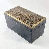 Antique 19th Century Tortoise Shell and Brass Inlaid Boulle Work Tea Caddy.