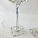Pair of Gold Rim, Square Based Italian Design Wine Glasses