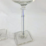 Pair of Gold Rim, Square Based Italian Design Wine Glasses