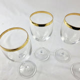 Set of Four Gold Rimmed Crystal Wine Glasses