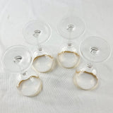 Set of Four Gold Rimmed Crystal Wine Glasses