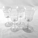 Set of Four Vintage Etched Sherry Glasses.