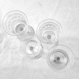 Set of Four Vintage Etched Sherry Glasses.