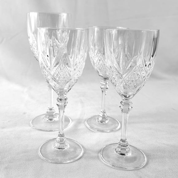 Four Identical Crystal Wine Glasses