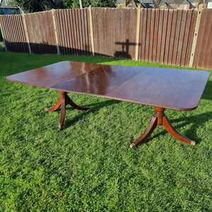 Antique 19th Century Twin Pedestal Solid Mahogany Dining Table.