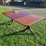 Antique 19th Century Twin Pedestal Solid Mahogany Dining Table.