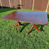 Antique 19th Century Twin Pedestal Solid Mahogany Dining Table.