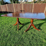 Antique 19th Century Twin Pedestal Solid Mahogany Dining Table.