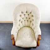 Antique Pair of Walnut Victorian 19th Century Button Back Armchairs