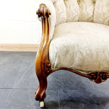 Antique Pair of Walnut Victorian 19th Century Button Back Armchairs