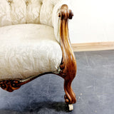 Antique Pair of Walnut Victorian 19th Century Button Back Armchairs