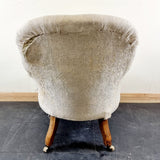 Antique Pair of Walnut Victorian 19th Century Button Back Armchairs