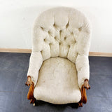 Antique Pair of Walnut Victorian 19th Century Button Back Armchairs